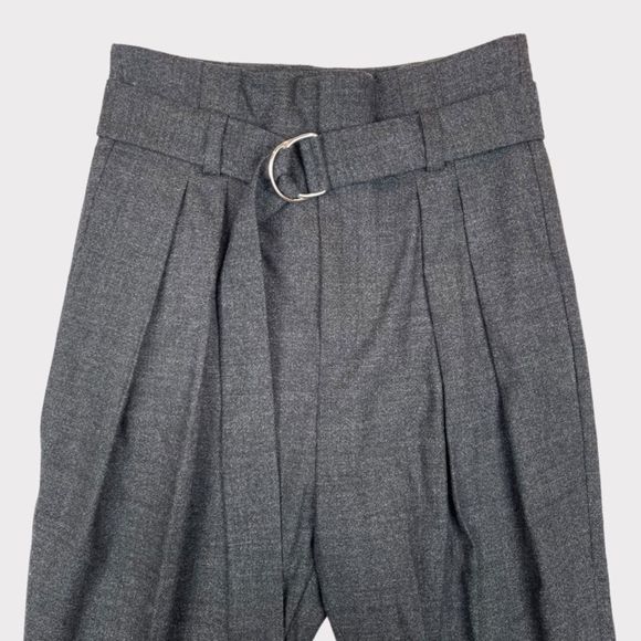 IRO Belted Gray Wool Trousers Pleated Straight Leg Pants Women's Size 36 (US 4) - Picture 2 of 13